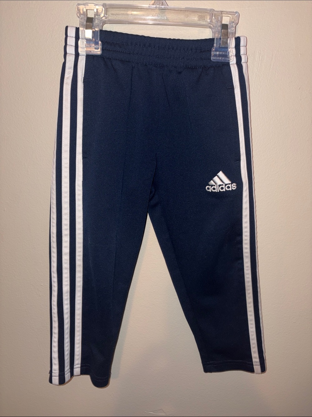adidas Navy Blue Kids Track Joggers with White Three Stripes